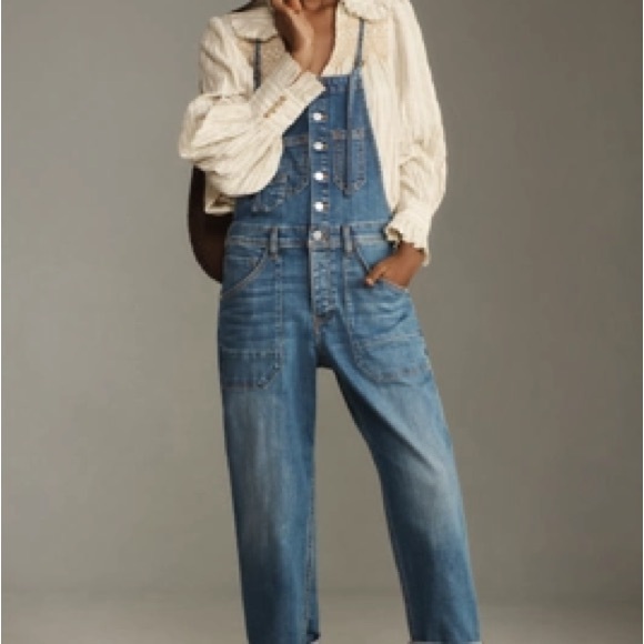 Pilcro and the Letterpress Pants - Pilcro Anthropologie painter Blue Denim Overalls size 26
